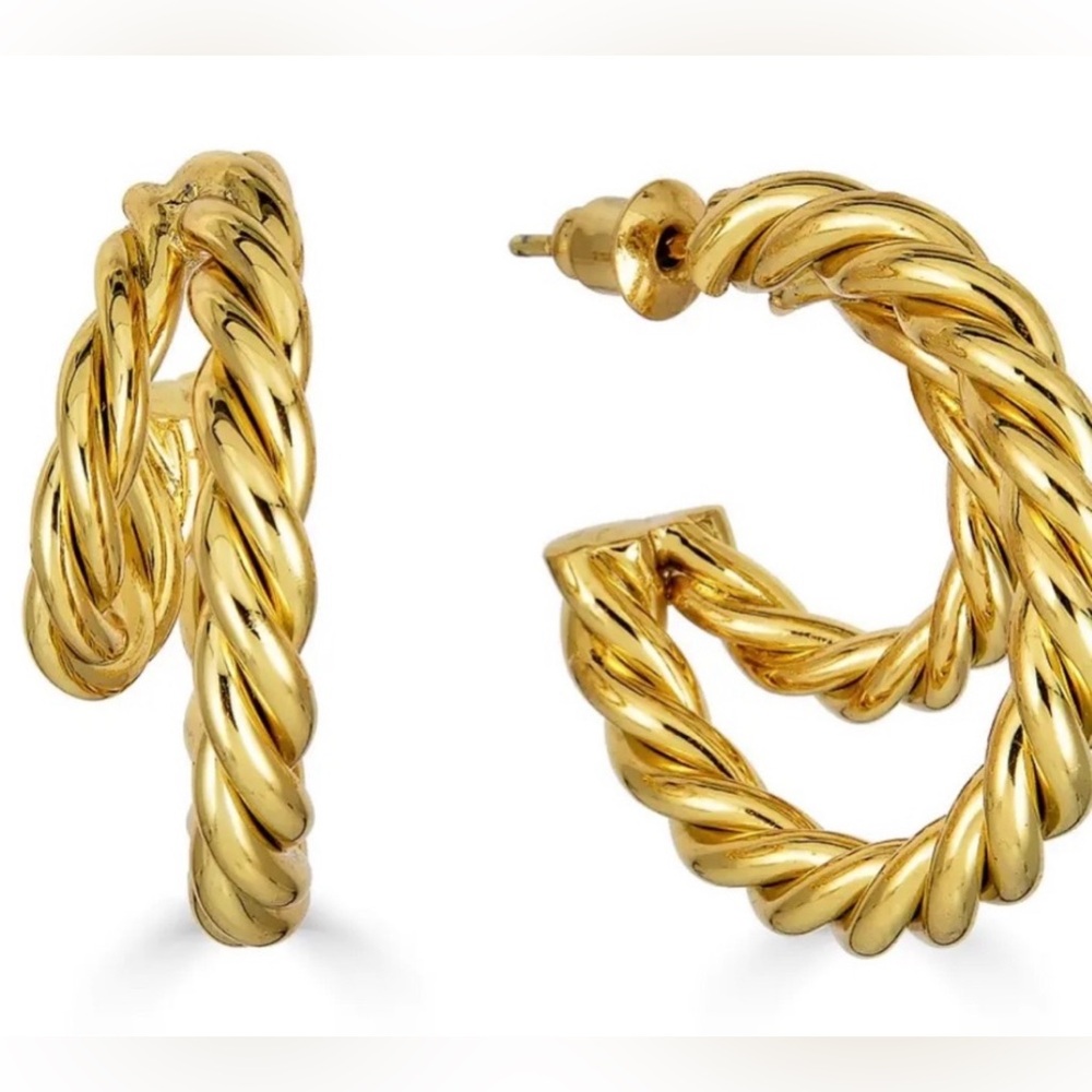 Twisted Rope Gold Hoop Earrings - Women Jewelry Earrings